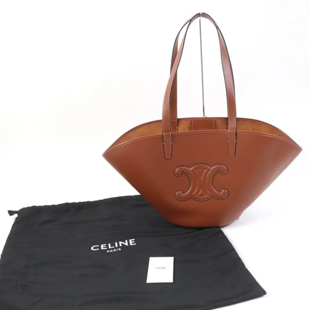 Celine Du3.04 lu Cuir Triomphe Coufant Medium Tote Bag Tan Smooth Calfskin - Picture 2 of 13